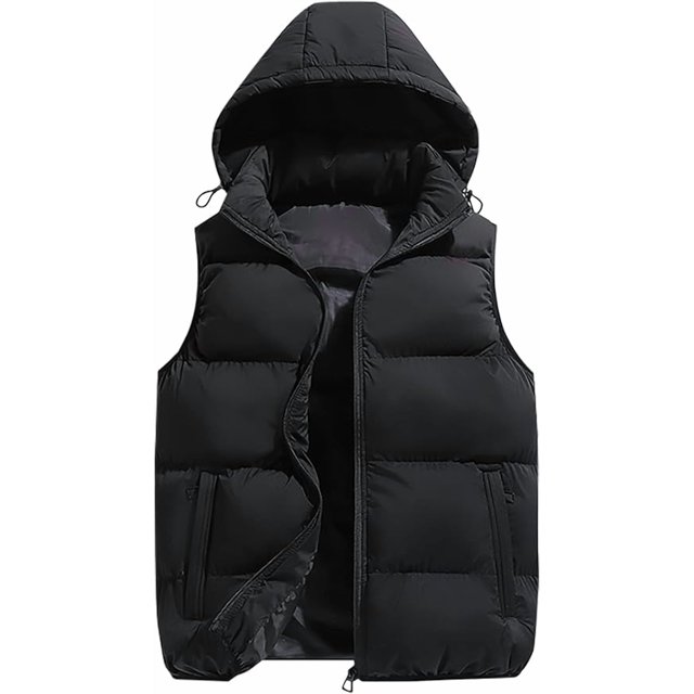 Chaleco acolchado de invierno para hombre con capucha extraíble para exteriores