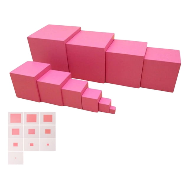 Montessori Materials Pink Size Clasificación Juego Actividades de aprendizaje preescolar Rompecabezas Juguete educativo para Sunnimix Torre Rosa Montessori