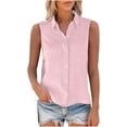 thumbnail image 3 of Aricy Women Button Down Linen Tank Tops Sleeveless Shirts Dressy Roll Up Summer Lapel Neck Elegant Vests Casual Work Loose Vests Casual Tunic T Shirts Tees, 3 of 5