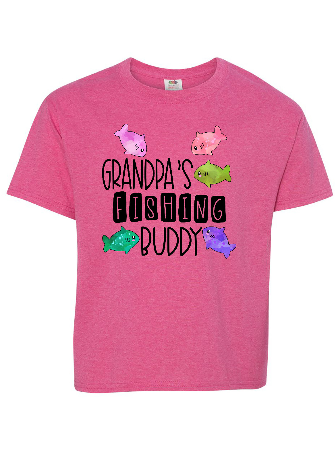 Grandpa's Fishing Buddy with Colorful Fish Youth TShirt