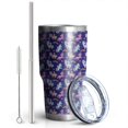 thumbnail image 2 of 30oz Dark Blue Cartoon Unicorn Rainbow Pattern Tumblers Stainless Steel Tumbler with Lid and Straw,Vacuum Insulated Double Wall Travel Tumbler Cups Mug with Cleaning Brush for Coffee,Tea, 2 of 7