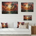 thumbnail image 4 of Designart "Orange Pink Palm Trees modern VI" Palm Trees Print on Natural Pine Wood, 4 of 5