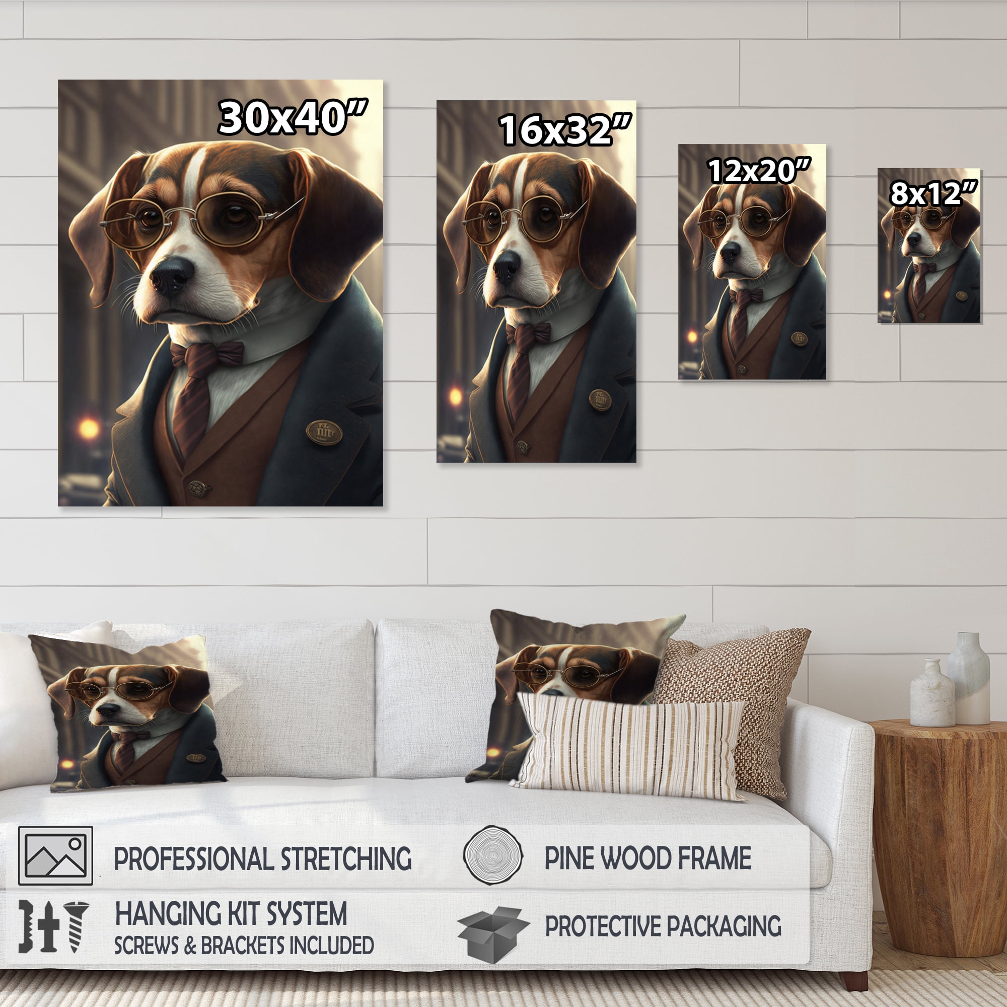 Designart Mafia Beagle I Canvas Wall Art