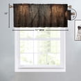 thumbnail image 4 of Rustic Barn Door Thermal Insulated Window Curtain Valance Brown Wood Grain Wooden Farmhouse Door Privacy Decorative Rod Pocket Short Window Valance Curtains 54 by 18 in, 2 Panel, 4 of 6
