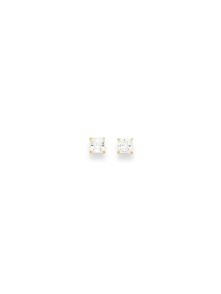 14k 4mm Square Cz Post Earrings