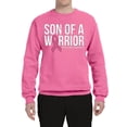 thumbnail image 2 of Wild Bobby Son of A Warrior Breast Cancer Ribbon Breast Cancer Awareness Unisex Crewneck Sweatshirt, Neon Pink, XX-Large, 2 of 6