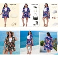 thumbnail image 4 of Agnes Orinda  Women's Plus Size Mother's Day 2 Piece Floral Cardigan Tropical Print Summer Casual Kimono Tops and Shorts Outfit Sets 1X Black, 4 of 7