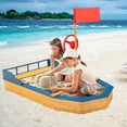 thumbnail image 3 of Gymax Kids Pirate Boat Wood Sandbox w/ Storage Box & Non-Woven Fabric Liner, 3 of 10
