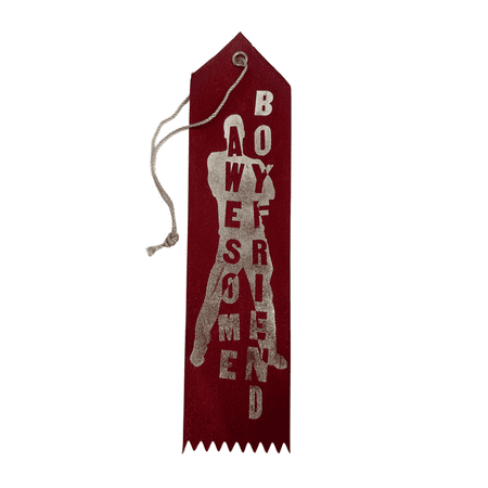 Awesome Boyfriend Valentine Award Ribbon Fun Charming Compliments for Him Perfect for Valentine s Day Parties Gift Baskets Ribbon Measures 8in x 2in with 4in Cord Burgundy Red Silver