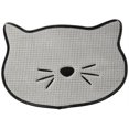 thumbnail image 1 of Bone Dry Embroidered Microfiber Cat Shape Pet Food & Water Placemat-Gray, 1 of 2