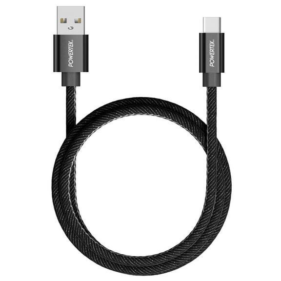 Liquipel Powertek Denim USB A to USB C Cable, Black
