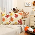 thumbnail image 4 of Fall Maple Leaves Throw Pillow Covers 20x20 Set of 2,Thanksgiving Linen Pillowcase Cushion Cover for Couch Sofa Bed, 4 of 6