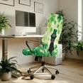 thumbnail image 3 of SCRAWLGOD St. Patrick's Day Stretch Computer Office Chair Cover Non-Slip Rotating Chair Cover Scratch Resistant Desk Rotating Chair Slipcovers, Cat Clover Leprechaun Hat Green, L, 3 of 7