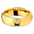 thumbnail image 2 of Tungsten Howl At The Moon Wolf Wild Soul Band Ring 7mm Men Women Comfort Fit 18k Yellow Gold Dome Polished, 2 of 4
