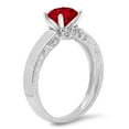 thumbnail image 2 of 1.06 ct Round Cut Natural Garnet Solitaire with Simulated Diamond Accents 18K White Gold Womens Engagement Ring, 2 of 4