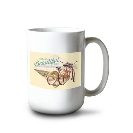 

15 fl oz Ceramic Mug Ocean City New Jersey Life is a Beautiful Ride Contour Dishwasher & Microwave Safe
