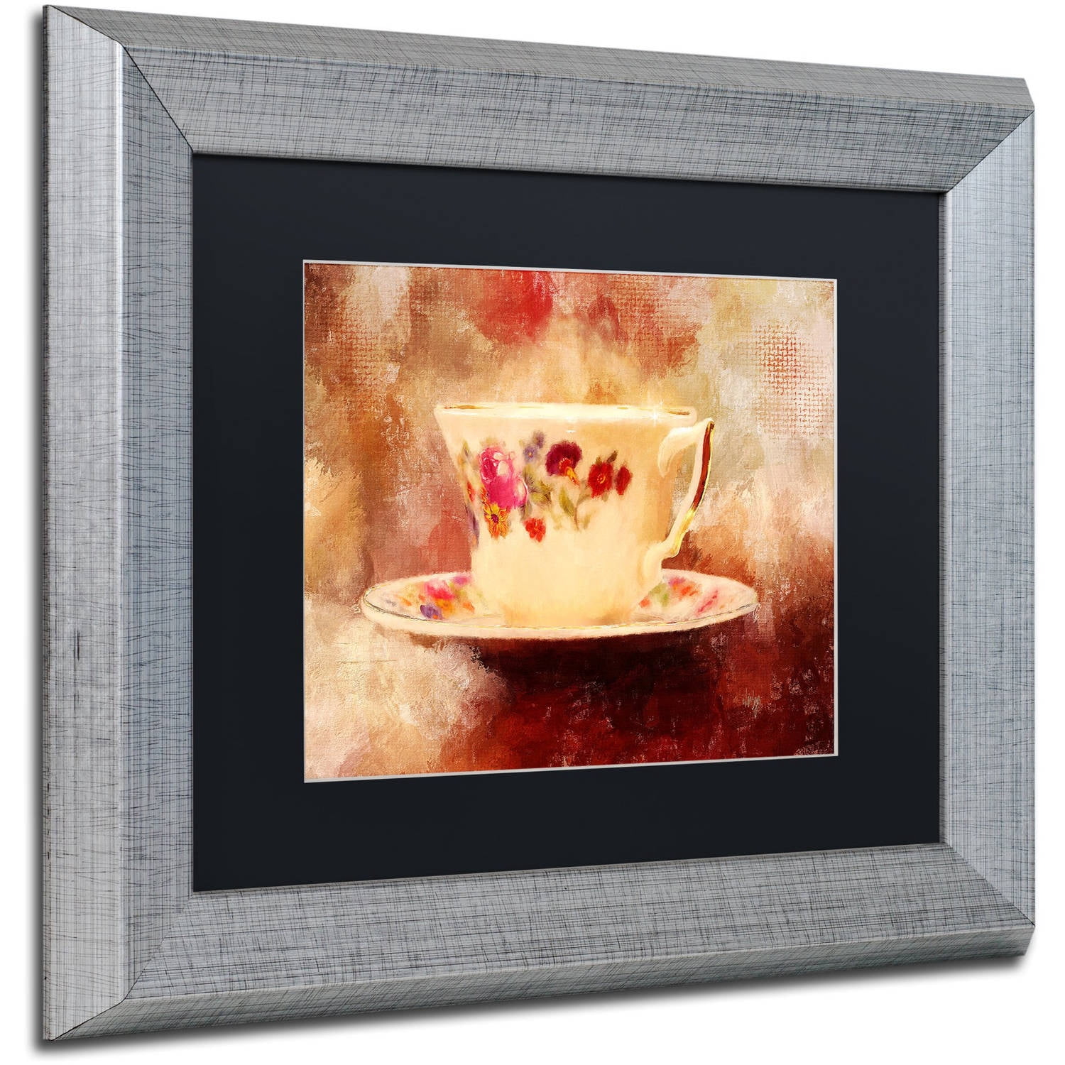Trademark Fine Art "Time for Tea" Canvas Art by Lois Bryan Black Matte, Silver Frame