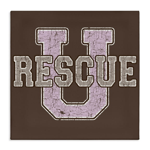 Stupell Industries Rescue U Vintage College Animals Painting Wrapped Canvas Art Print Wall Art, 17 x 17