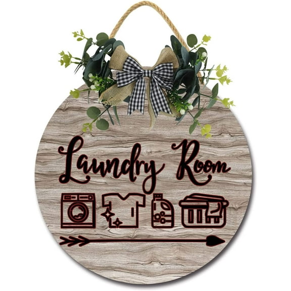 Eveokoki 12" Laundry Room Decor Sign,Wooden Rustic Laundry Room 09 Sign Farmhouse Family Laundry Room Wall Sign Wash Dry Fold Repeat Wall Decor Prints for Home Laundry Room