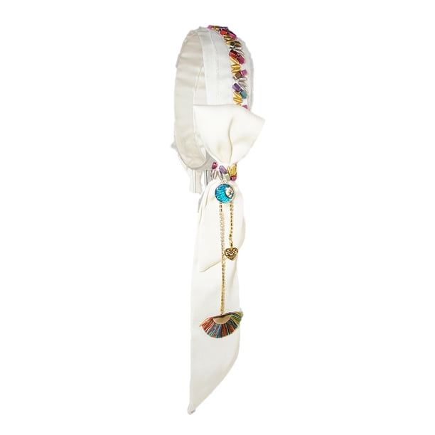 Diadema ancha Sunnimix Bohemia con borlas para mujeres y niñas Blanco