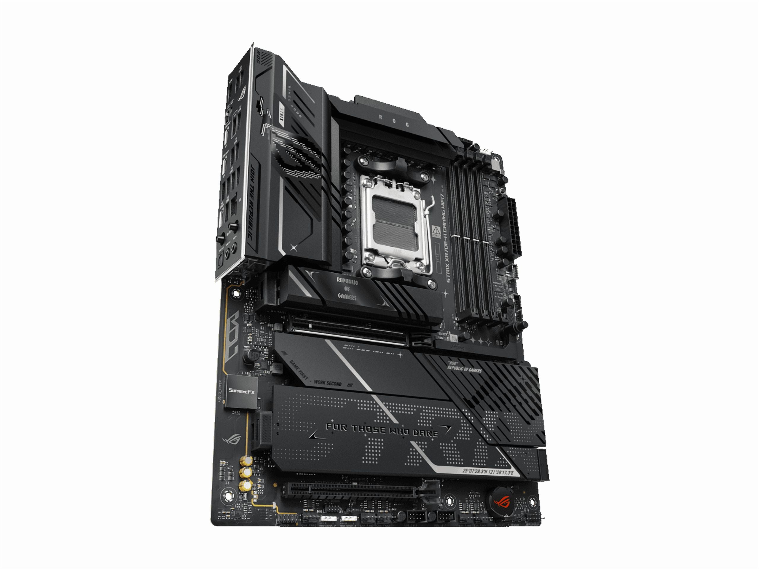 ASUS ROG STRIX X870E-H GAMING WIFI7 AMD X870E-H ATX motherboard with 16+2+1 power stages, Dynamic OC Switcher, Core Flex, DDR5 AEMP, WiFi 7, 4x M.2, PCIe 5.0, Q-Release, dual USB4 ports and USB 10Gbps