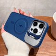 thumbnail image 1 of Fashion Magnetic Wireless Charging Phone Case For iPhone 15 14 13 12 11 Pro Max Plus Magsafe Lens Flip Bracket Protection Cover Blue For 15 Pro, 1 of 6