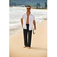 thumbnail image 3 of COOFANDY Men's Linen Pants Casual Loose Fit Beach Summer Yoga Pants Lightweight Drawstring Linen Trousers, 3 of 9