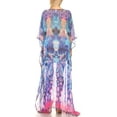 thumbnail image 2 of Sakkas Wilder Printed Design Long Sheer Rhinestone Caftan Dress / Cover Up - 17153-TruquoisePink - OS, 2 of 5