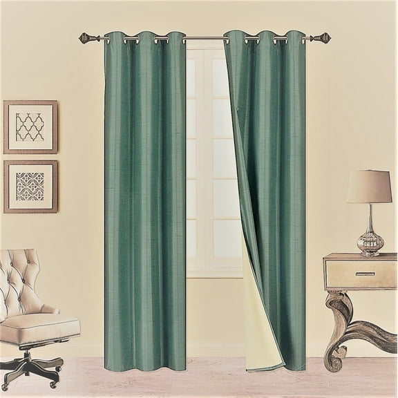 1 Pair Teal Blue Noa 84" Length Insulated Lined 100% Heavy Thick Blackout Silver Grommet Window Curtain Panels Drapes Not See Through Energey Saving