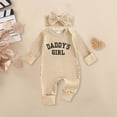 thumbnail image 2 of mgoYE Infant Baby Girl Fall Outfit Sweatshirt Romper Daddy's Girl Long Sleeve Jumpsuit Newborn Clothes(Beige,0-3 Months), 2 of 7