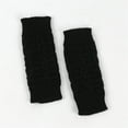 thumbnail image 4 of Xfvqtps Fingerless Gloves for Womens Thumb Hole Ribbed Mid-Length Arm Warmer Knitting Crochet Solid Color Fashion Thermal Warm Winter Mittens Black, 4 of 4