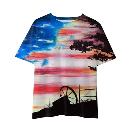 

Kids Girls Tops Cartoon Printed 4 Of July Graphic Printed Tees Short Sleeve T Shirt Unisex Newborn Child Infant All Season Soft Trendy Leisure Outwear Children s Day Gift