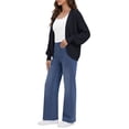 thumbnail image 3 of Asklazy Women's Loose Knit Lantern Seleeve Ribbed Sweater Open Front Caridigan,Navy,L, 3 of 8