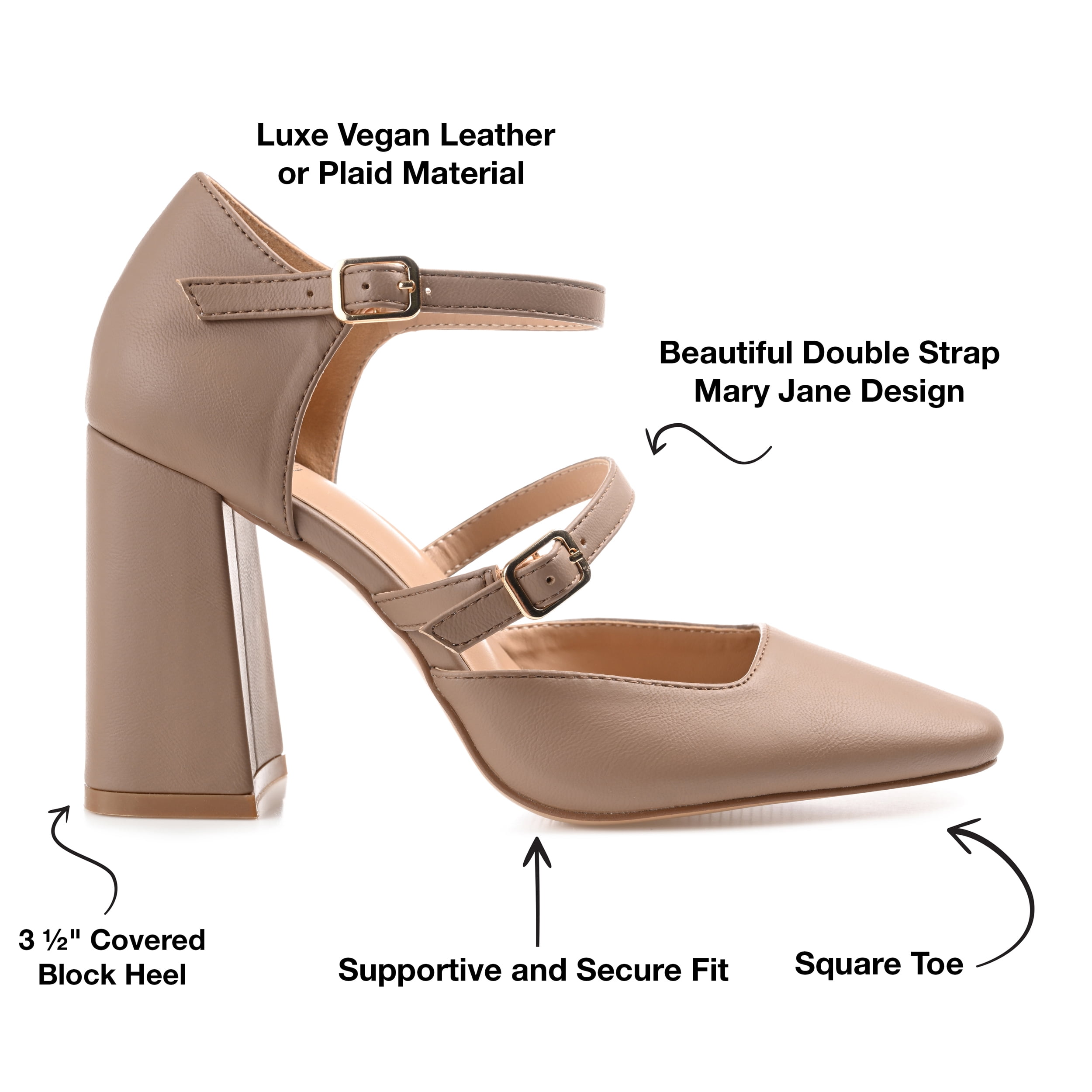 Journee Womens Isadorah Mary Jane Mid Block Heel Square Toe Pumps, Widths Available