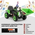 thumbnail image 3 of JOYLDIAS 12V Kids Ride on Excavator 3 Speeds Electric Construction Vehicle Digger with Remote Control, Bluetooth, Microphone Jack, Music, Lights (Green), 3 of 10