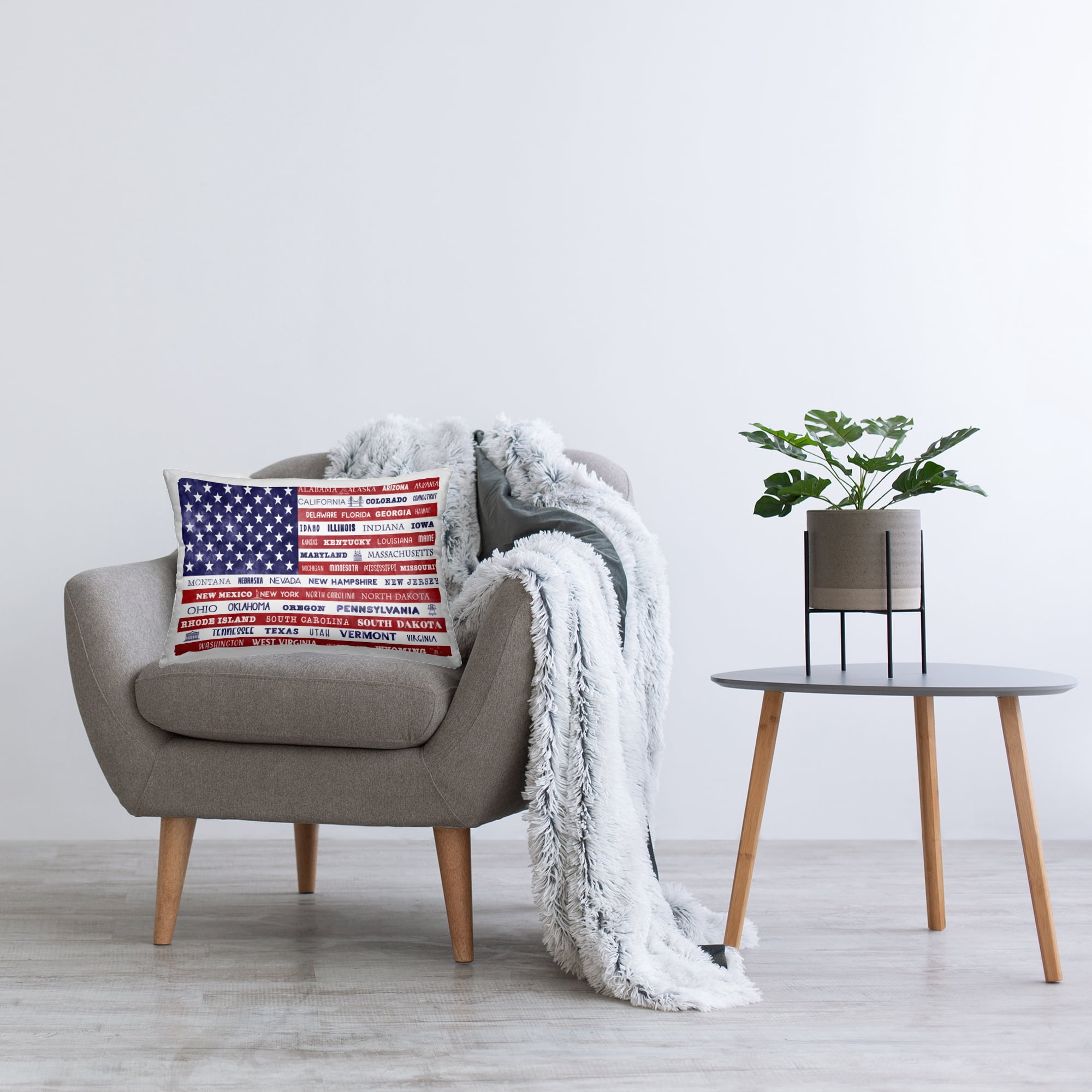 Stupell Industries States Of America Flag Decorative Printed Throw Pillow, design by Daniela Santiago, 14 x 7 x 20