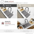 thumbnail image 2 of Stylish Dual Mount 30” Gray Composite Granite Double Bowl Kitchen Sink with 5 accs S-831WL, 2 of 14