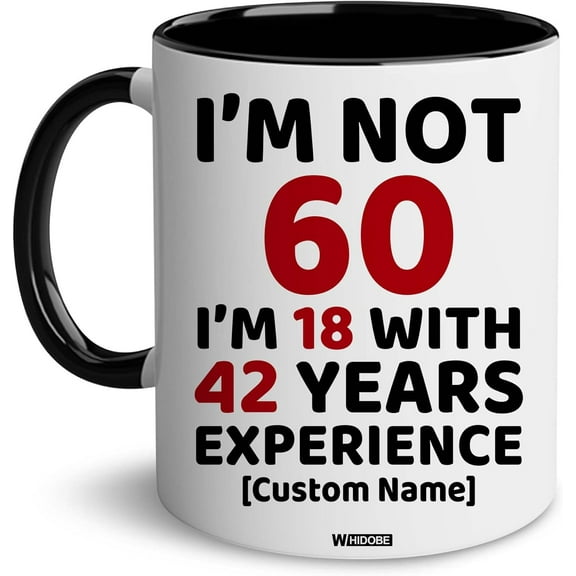 WHIDOBE Personalized 60th Birthday Gifts, Custom 1963 Birthday Mug with Name, 60 Years Old Birthday Gifts, Coffee Mug for Wife, Friend, Sister, Her, Him, Brother, Colleague, Coworker, Christmas