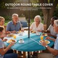 thumbnail image 3 of Round Outdoor Tablecloth with Umbrella Hole and Zipper, Turquoise White Ombre Tablecloth with Elastic Waterproof, Modern Country Abstract Stripes Patio Table Covers for 45" - 54" Picnic Pool Tables, 3 of 9