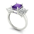 thumbnail image 2 of Three-Stone Engagement Ring for Women - 4ct Natural Amethyst in 14K White Gold Promise Ring, 2 of 6