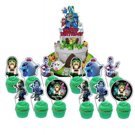 Luigi Mansion Cake Topper Cupcake Set Party Supplies Decoration Birthday Decor Kit