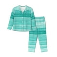 thumbnail image 1 of Balery Teal Turquoise Conjunto de Pijama con Estampado para Mujer, Conjunto de Dos Piezas con Manga Larga, Ropa de Dormir Suave con Bolsillos, Pijamas Cómodos-XX-Large, 1 of 7