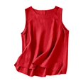 thumbnail image 2 of GERsome Womens Tank Tops Cotton Linen Crew Neck Sleeveless Tee Shirts Loose Fit Solid Color Summer Beach Vacation Shirts M-2XL, 2 of 3
