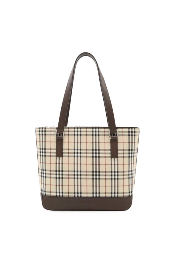 Pre-Owned BURBERRY Nova Check Pattern Tote Bag Shoulder Canvas Leather Beige Black... (Good)