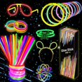 thumbnail image 1 of Glow Luminous Fluorescent Bracelets, 100 Fluorescent Light Sticks With 122 Connectors For Making Necklaces And Bracelets, 1 of 3