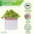 thumbnail image 4 of Sanjay Large Indoor Planter, Glossy Finish Metal Planter, Enamel Floral & White Planter for Indoor Plants with 3 Felt Pads Underneath, Modern, Rustproof Home Decorations for Living Room - 10"x10"x9", 4 of 7