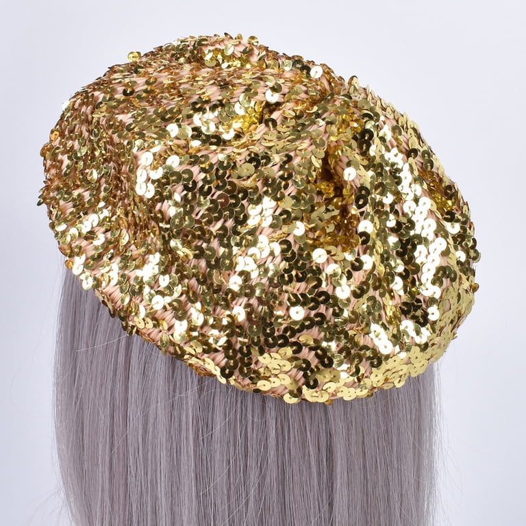 - Disco gold beret hat 1970s Disco Gold Sequin Beret Cap – Divine Finds® main image 2
