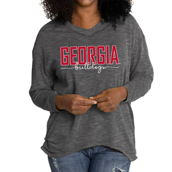Women's Black Georgia Bulldogs Bailey V-Neck Tri-Blend Tunic