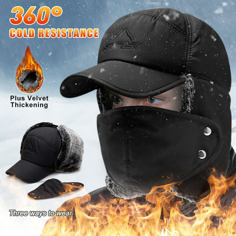 Trooper Trapper Hat Gloves Set ,Warm Winter Hats Hunting Hat with Mask Ear  Flaps, Winter Touchscreen Gloves for Women Men