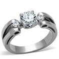 thumbnail image 5 of Women's High Polished Stainless Steel Engagement Ring with AAA Cubic Zirconia - Size 9, 5 of 5